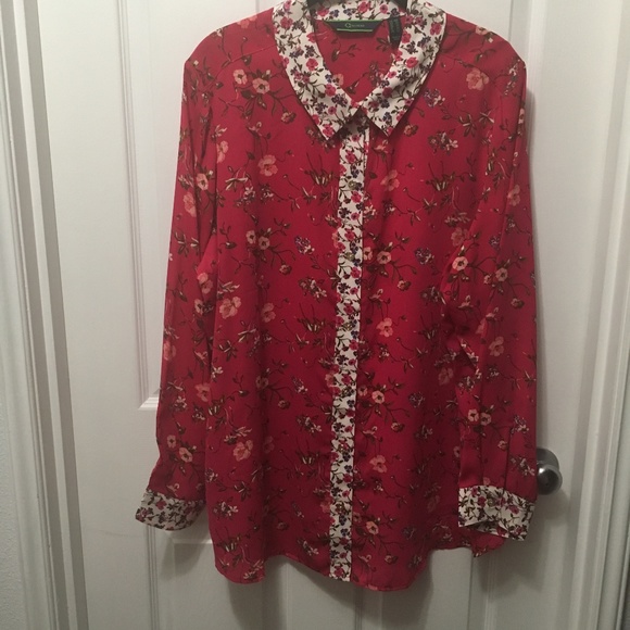 Mixed Floral Print Button Front Long Sleeve - Picture 2 of 8
